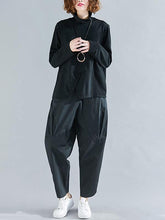 Solid Color Split-Front Long-Sleeved T-Shirt And Pants Suits